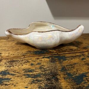 Elegant Iridescent Cream Ceramic Dish